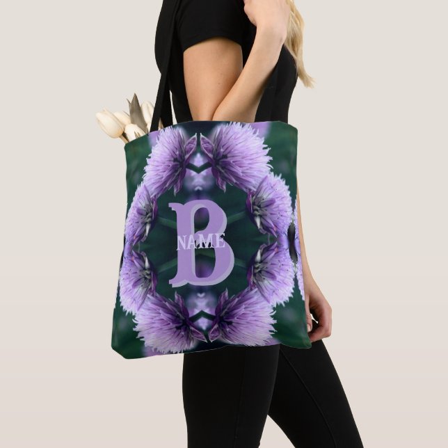 Tote Bag Monogramme Votre Nom Initial Allium Personnalisé (De près)