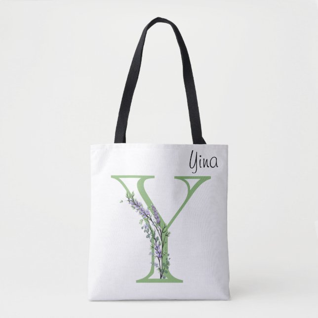 Tote Bag Monogramme Y Lavande Eucalyptus (Devant)