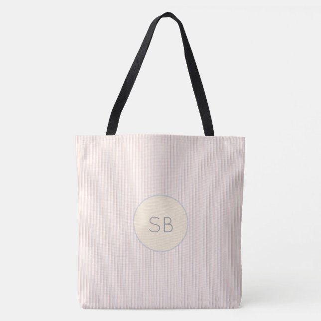 Tote Bag Monogrammes rose et gris Initiales Nommez-vous (Devant)