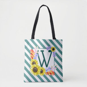 Tote Bag Monogrammes Tirages Turquoises