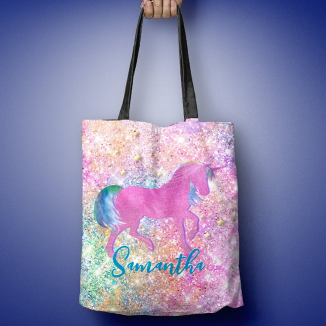 Tote Bag Monographie de la Parties scintillant unicorne ros (Créateur téléchargé)