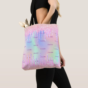 Tote Bag Monographie des gouttes holographiques roses