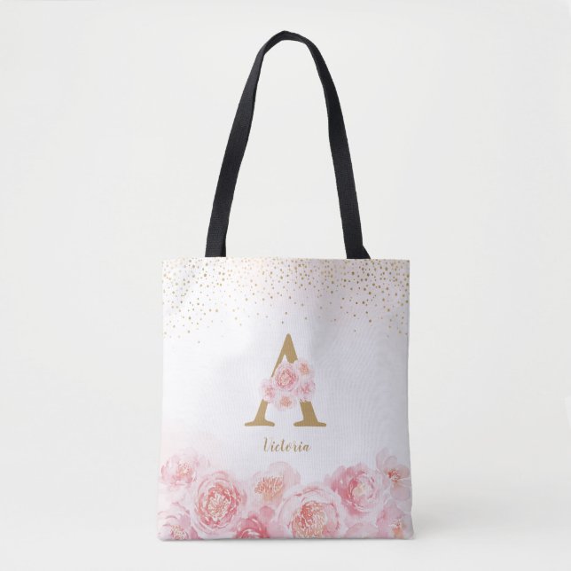 Tote Bag Monographie personnalisée rose bridesmaid fourre-t (Devant)