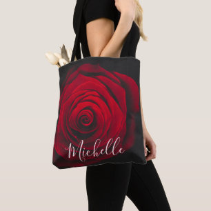Tote Bag Monographie personnalisée rose rouge photo vintage
