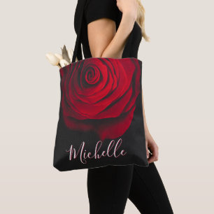 Tote Bag Monographie personnalisée rouge rose vintage photo