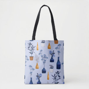 Tote Bag Monotone de fleurs modernes et vase, pot avec bot