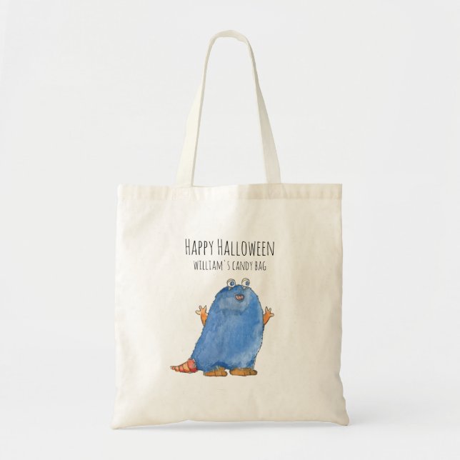 Tote Bag Monster Candy Moderne Monogramme Halloween (Devant)