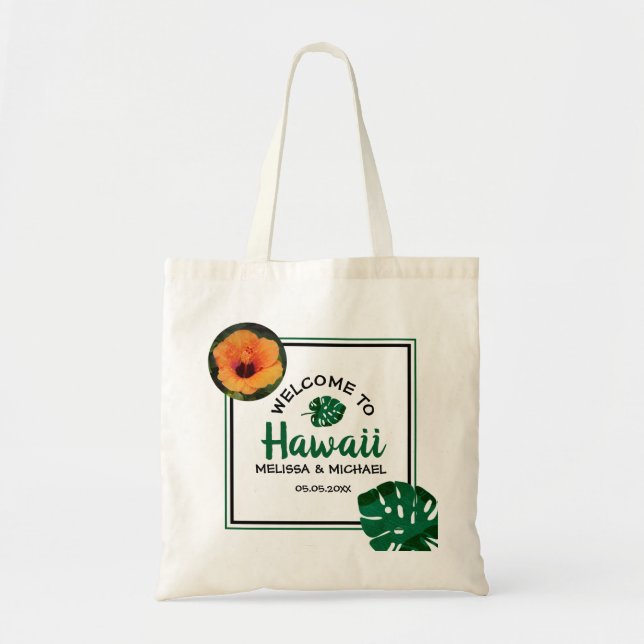 Tote Bag Monstera Leaf Hawaii Destination Mariage Bienvenue (Devant)
