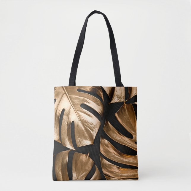 Tote Bag Monstère d'or feuille motif (Devant)