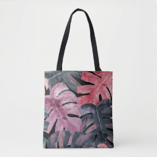 Tote Bag Monstère monochrome : Aquarelle Motif tropical.