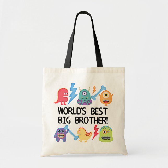 Tote Bag Monsters World's Best Big Brother (Devant)