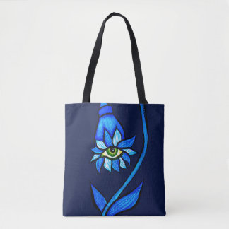 Tote Bag Monstre à fleur d'oeil bleu éffrayant - Art d'horr