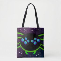 Tote Bag Monstre d'araignée noire Googly