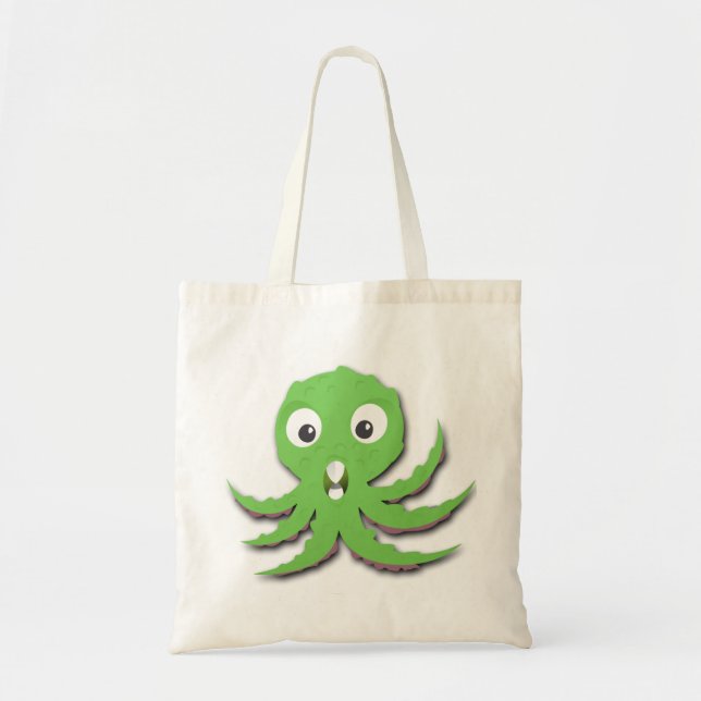 Tote Bag Monstre de mer verte mignon (Devant)