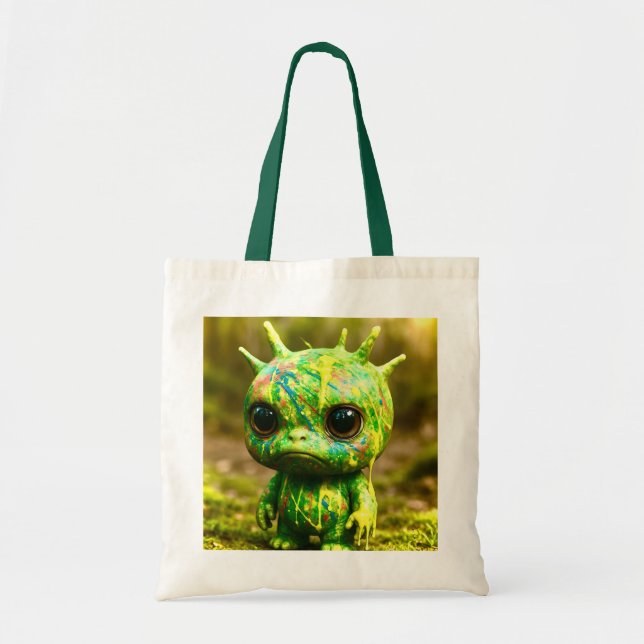 Tote Bag Monstre Goo Vert - Toile Déplaisante (Devant)