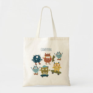 Tote Bag Monstres de skateboard Cute Nom personnalisé