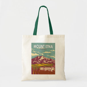 Tote Bag Mont Etna Sicile Voyage Art Vintage