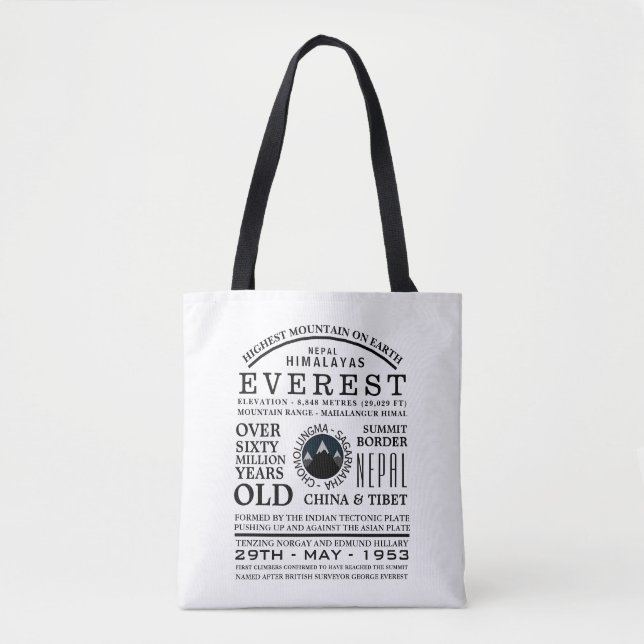 Tote Bag Mont Everest, Information sur l'expédition en mont (Devant)