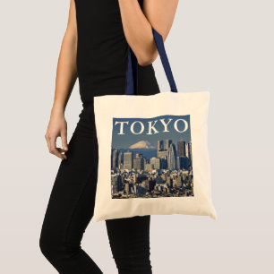 Tote Bag Mont Fuji   Skyline du quartier de Shinjuku Tokyo 