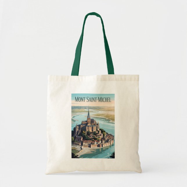 Tote Bag Mont-Saint-Michel France Illustration Travel Art (Devant)