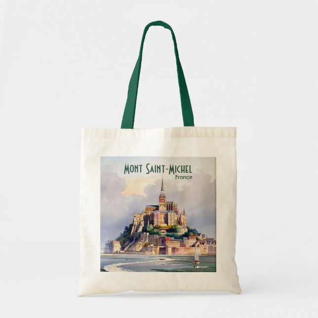 Tote Bag Mont Saint-Michel France Impressionist Watercolor (Devant)
