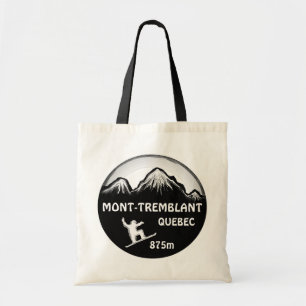 Tote Bag Mont Tremblant Quebec black snowboard art bag