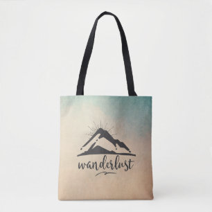 Tote Bag Montagne avec rayons solaires - Typographie de la 