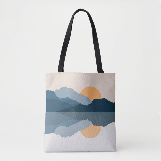 Tote Bag Montagnes bleues reflétées dans le lac (Devant)