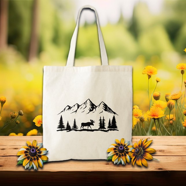 Tote Bag Montagnes et orignaux  (Créateur téléchargé)