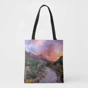 Tote Bag Montagnes Le Parc National De La Zion Watchman U