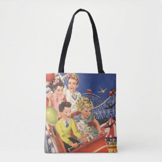 Tote Bag Montagnes Russes pour Enfants avec Ballons Vintage