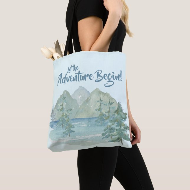 Tote Bag Montagnes Rustiques Laisser L'Aventure Commencer B (De près)