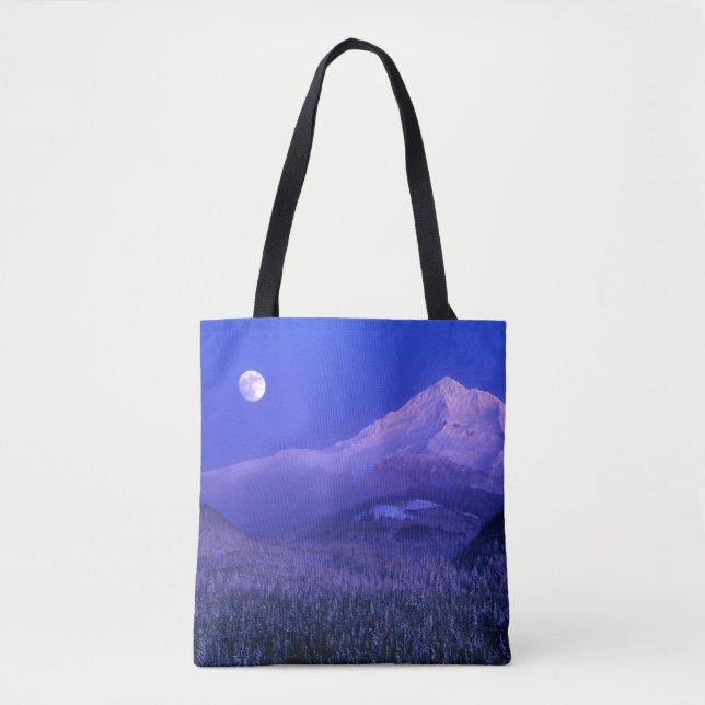 Tote Bag Monte-lune au-dessus de l'hiver du mont Hood, Oreg (Devant)