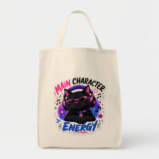 Tote Bag Montre pour amoureux de musique de chat noir à l'é
