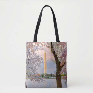 Tote Bag Monument de Washington avec Cerisiers en Fleurs