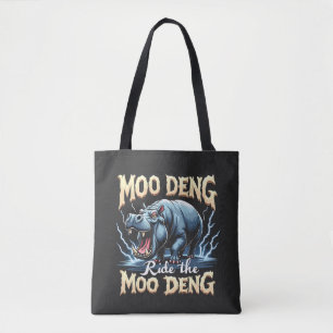 Tote Bag Moo Deng Ride Moo Deng Funny Hippo