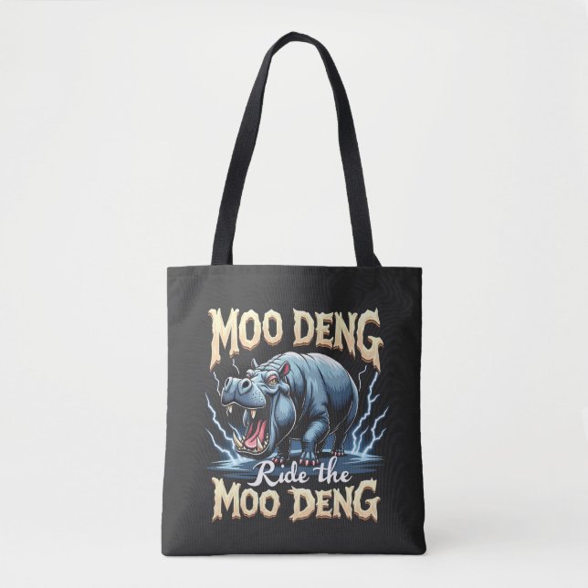 Tote Bag Moo Deng Ride Moo Deng Funny Hippo (Devant)