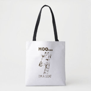 Tote Bag Moo Je suis une chèvre amusante Giraffe graphique