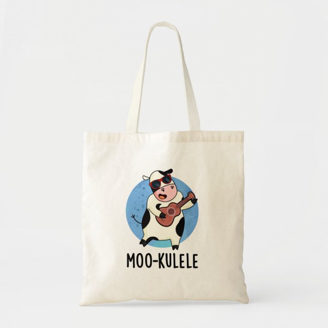Tote Bag Moo-kulele Funny Ukulele Cow Pun (Devant)