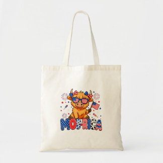 Tote Bag Moo-Rica 4 juillet Vache des Highlands Feu d'artif