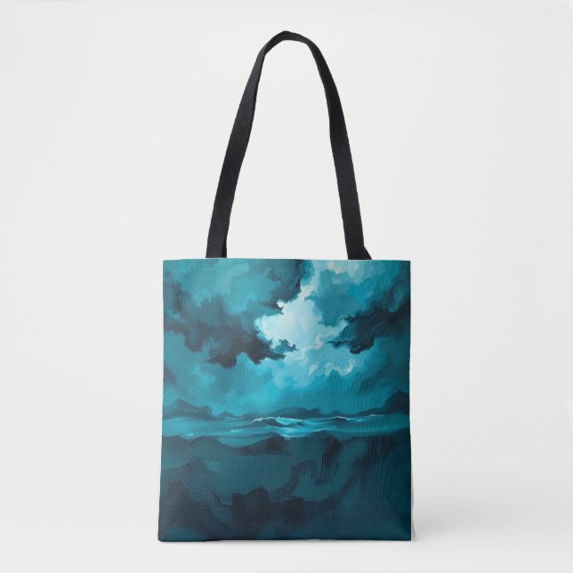 Tote Bag Moody Ocean Waves Under Stormy Sky – Abstract Seas (Devant)