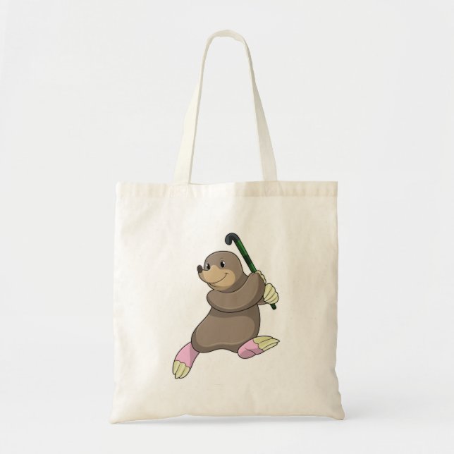 Tote Bag Moon au hockey avec chauve-souris de hockey (Devant)
