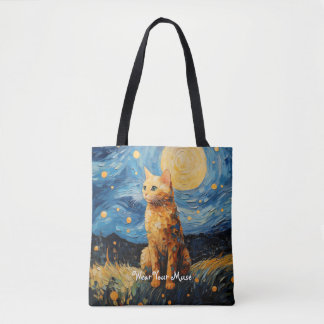 Tote Bag Moon Glow Chat Midnight Muse Personnalisé