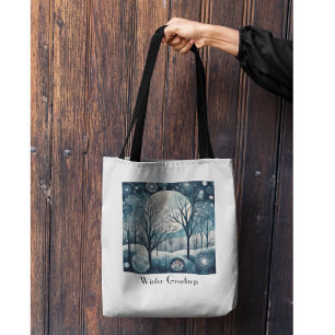 Tote Bag Moonlit Nordic Forest, personnalisable