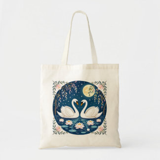 Tote Bag Moonlit Swan Serenade
