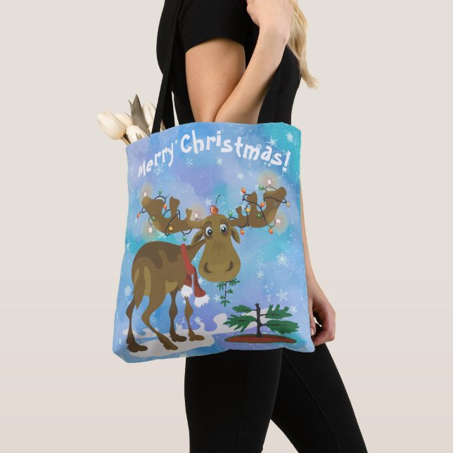 Tote Bag Moose de Noël (De près)