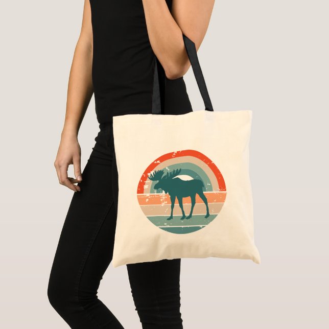 Tote Bag Moose Silhouette Retro Rainbow Wild Libre (Devant (produit))
