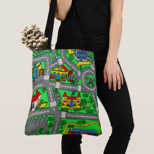 Tote Bag Moquette de piste nostalgique Voiture Road, nostal