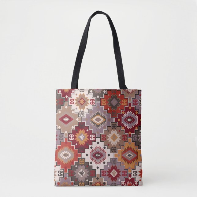 Tote Bag Moquette persane design original, texture tribale. (Devant)