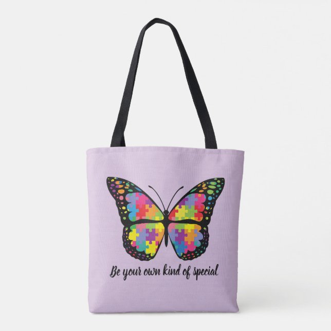 Tote Bag Morceau de puzzle de papillon de sensibilisation (Dos)